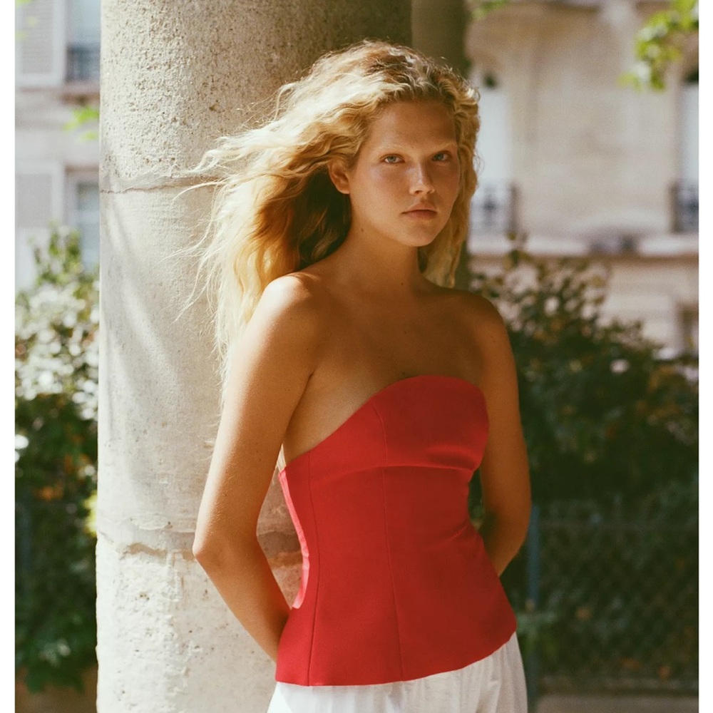 Zara STRAPLESS PEPLUM TOP